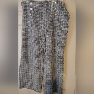 Black and White Tweed Wide-Leg Pants Sz 3X (18)